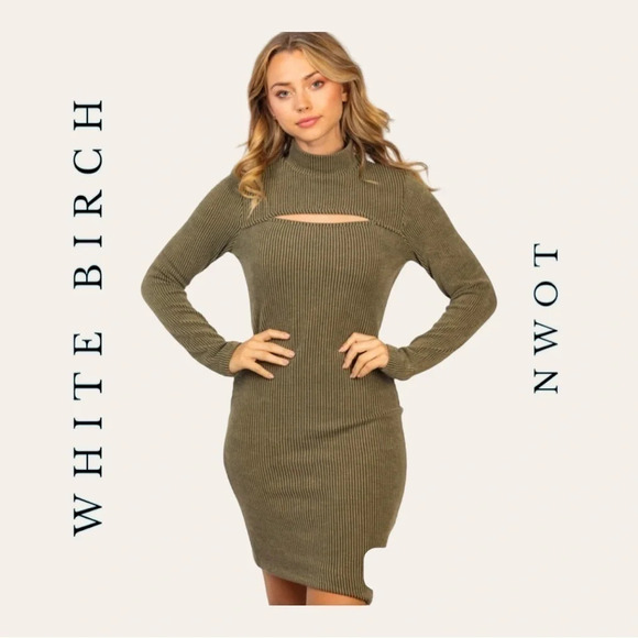 0412W. WHITE BIRCH LONG SLEEVE DRESS KNEE LENGTH SIZE.‎ LARGE PEEKABOO KEYHOLE - Picture 1 of 10